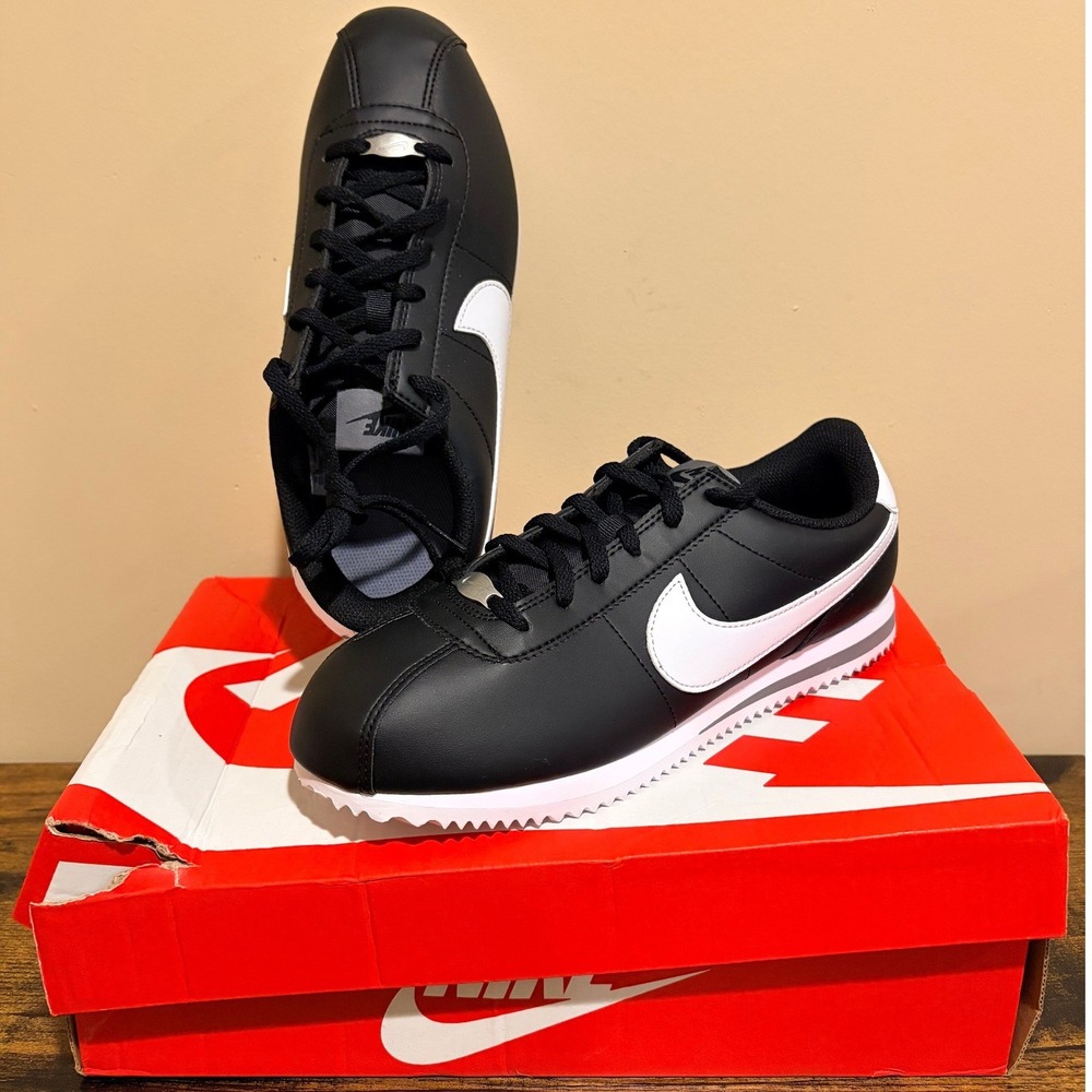 Nike Cortez GS Black White Cool Grey Sneakers Size 7Y Women 8.5 Gym Exercise Run